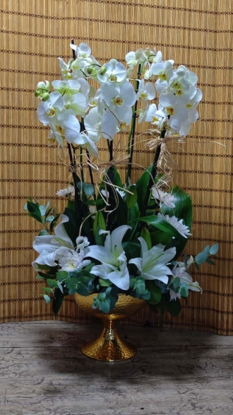 GOLD VAZODA LÜKS ORKİDE VE LİLYUM ARANJMAN 